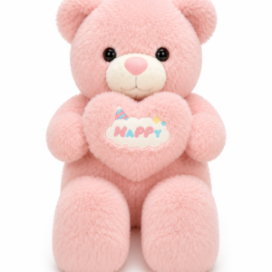 Pink Happy Teddy Bear, Soft Fluffy Plush Toy