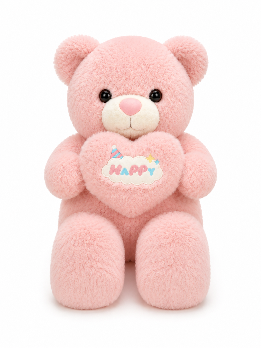 Pink Happy Teddy Bear, Soft Fluffy Plush Toy