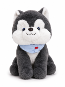 Husky Dog Plush with Heart Bandana, Large Soft Toy