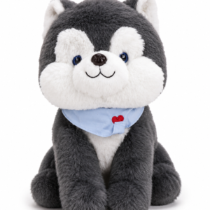 Husky Dog Plush with Heart Bandana, Large Soft Toy