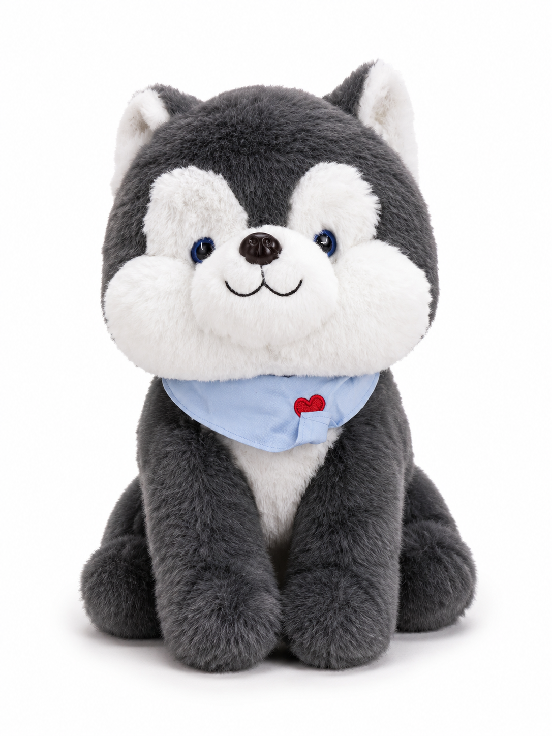 Husky Dog Plush with Heart Bandana, Large Soft Toy